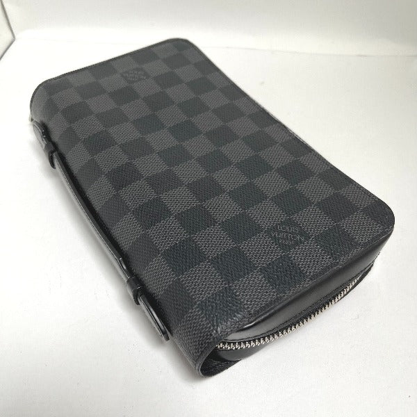 LOUIS VUITTON business bag N41503 Damier Grafitto Canvas Graphite Long Wallet Purse Damier Grafitte Zippy XL mens
