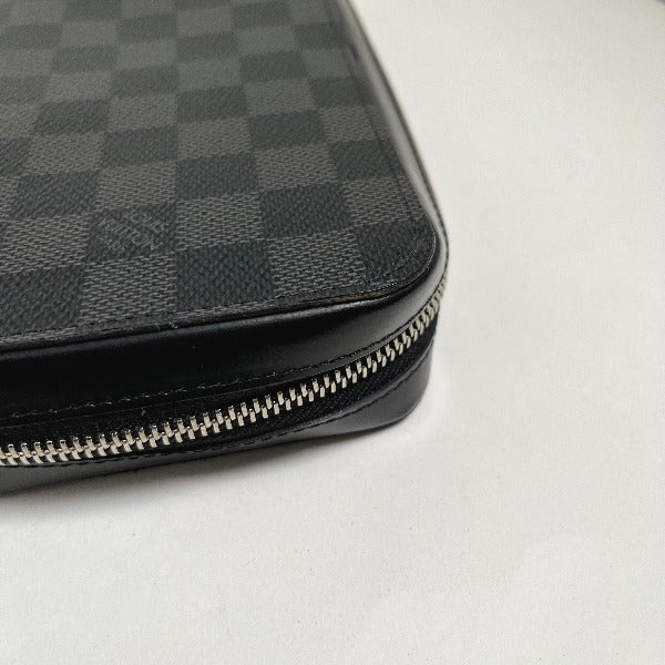 LOUIS VUITTON business bag N41503 Damier Grafitto Canvas Graphite Long Wallet Purse Damier Grafitte Zippy XL mens