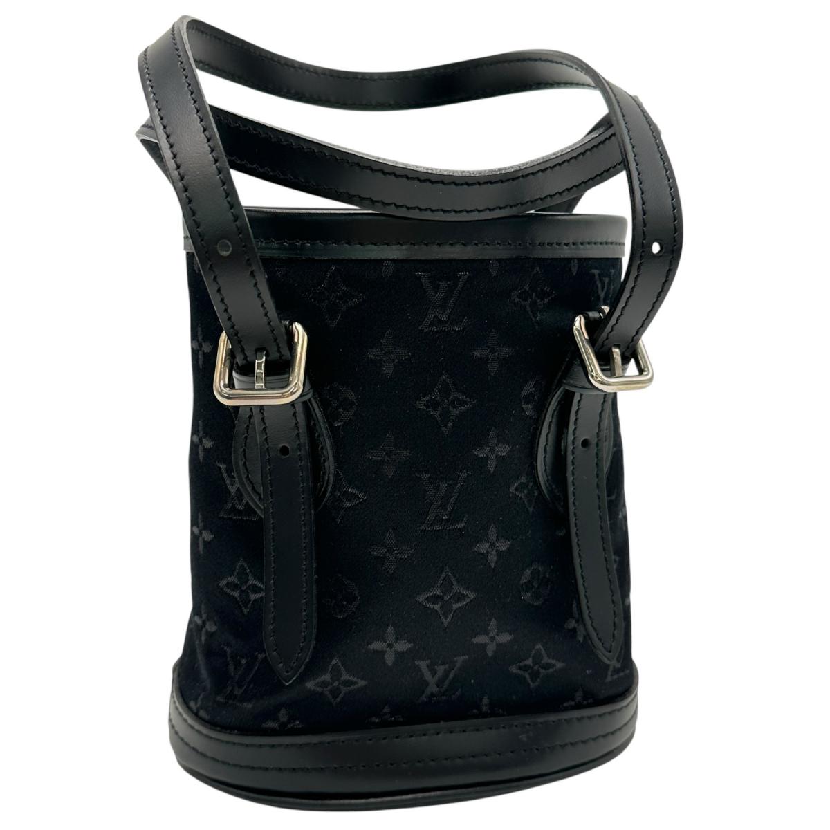 LOUIS VUITTON Handbag Monogram satin Noir Little Bucket Monogram Satin Noir Women