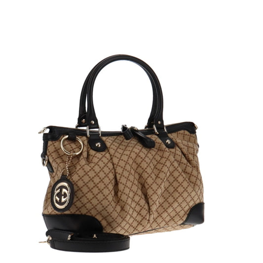 Gucci Sukey Black Leather Canvas Tote