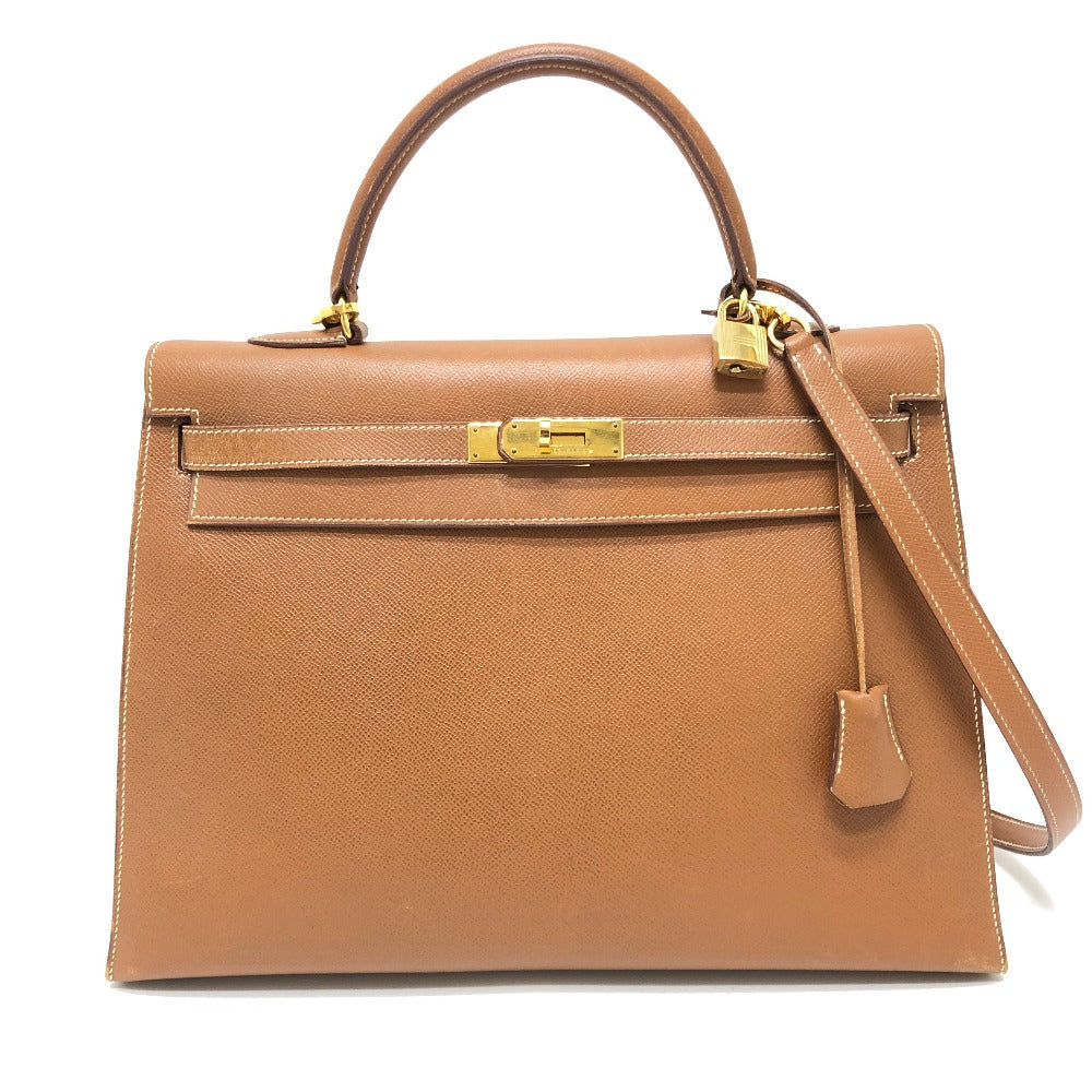 HERMES Handbag Courchevel Brown Kelly 35 Women
