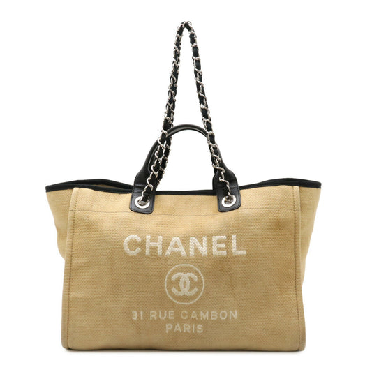 Chanel Deauville Canvas Leather 2way Tote Bag
