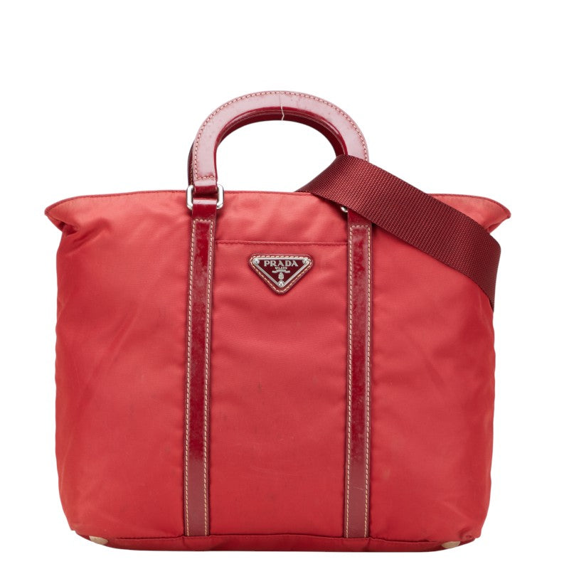 Prada Triangle Logo Plate Nylon Leather 2way Bag