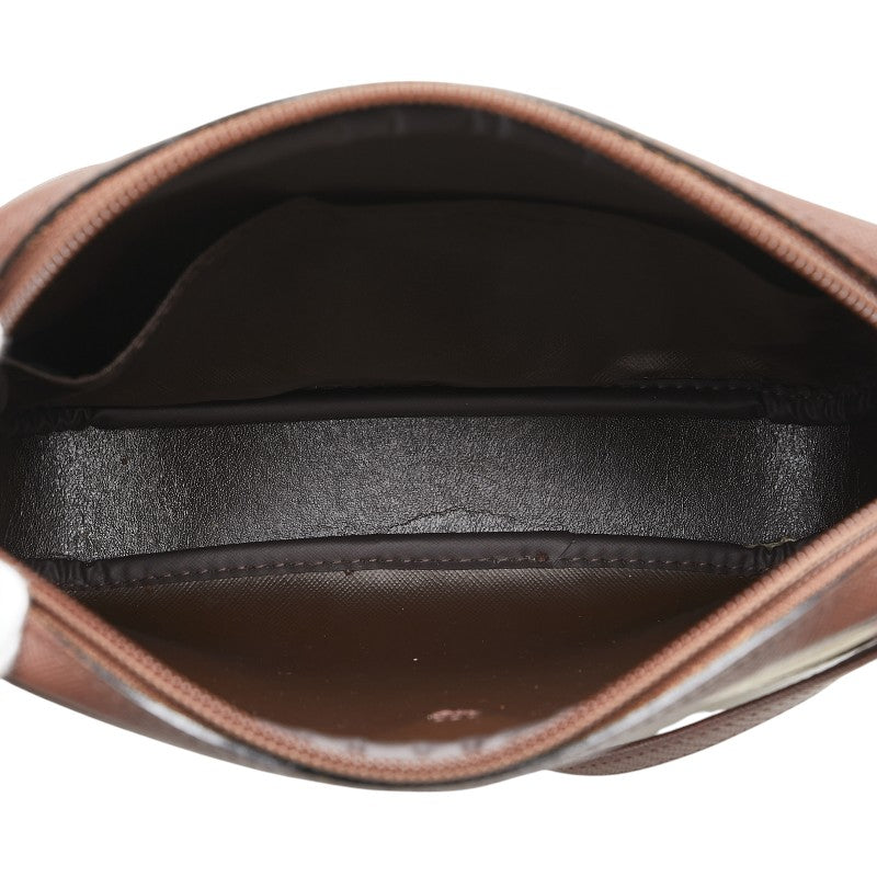 Burberry Logo Check Canvas Leather Shoulder Bag