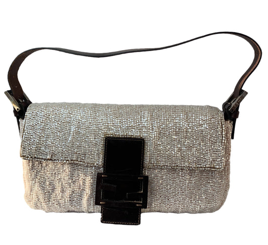 Fendi Baguette Shoulder bag with Cream Beads