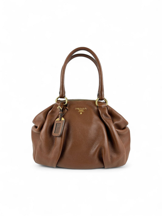 Prada Brown Vitello Daino Shoulder Bag