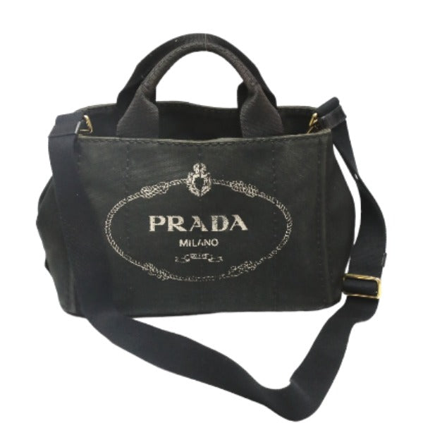 PRADA Tote Bag 1BG439 denim black Tote Bag Canapa mini Women