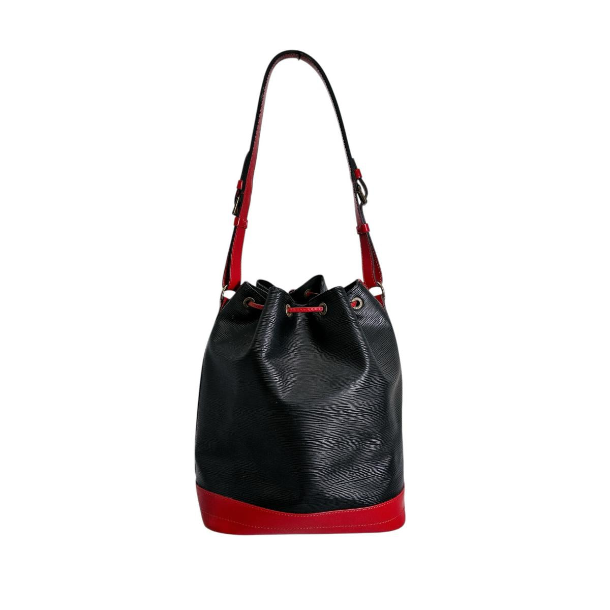 LOUIS VUITTON Shoulder Bag Epi Leather Noir x Castilian Red Epi Noe