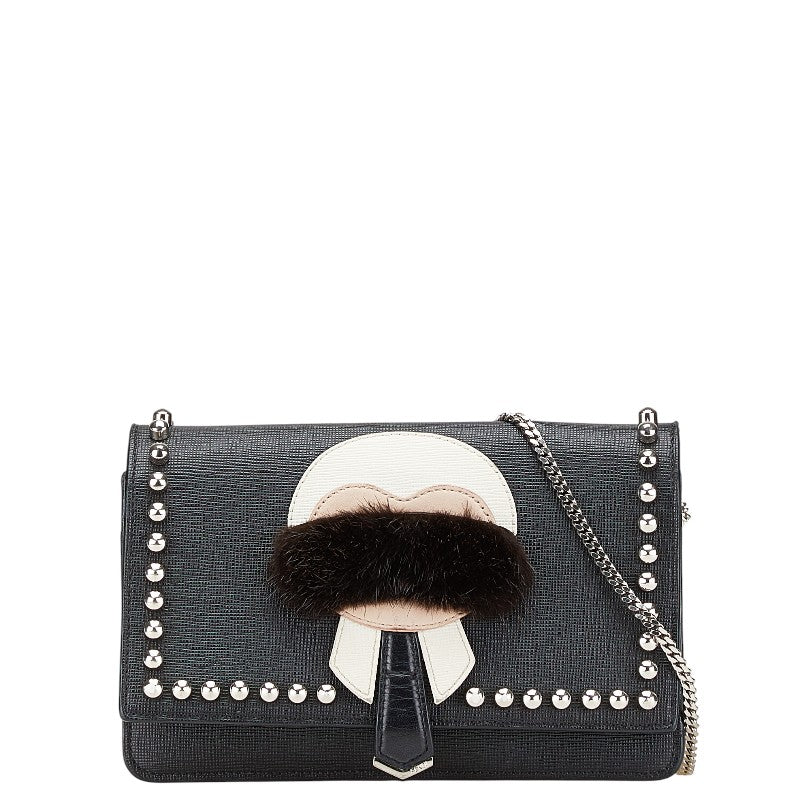 Fendi Karlito Studs Leather Shoulder Bag