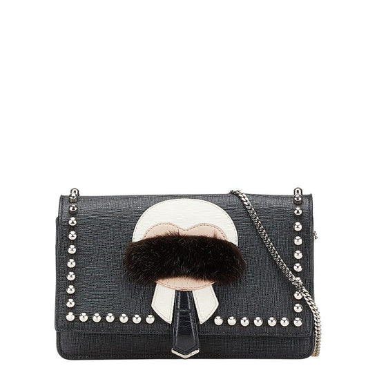 Fendi Karlito Studs Leather Shoulder Bag