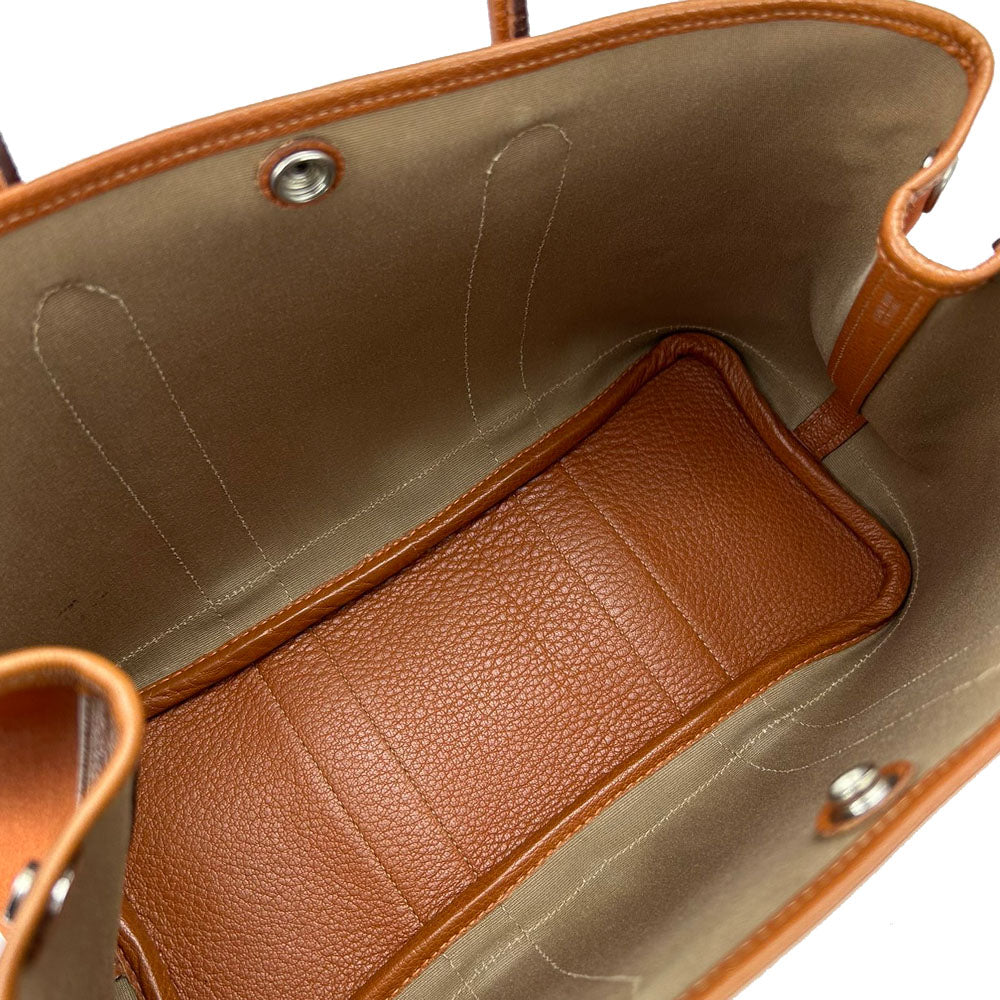 HERMES Tote Bag Canvas, Leather Orange Garden party TPM Women