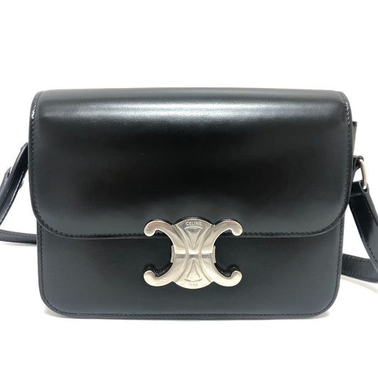 CELINE Shoulder Bag leather black Triomphe Women