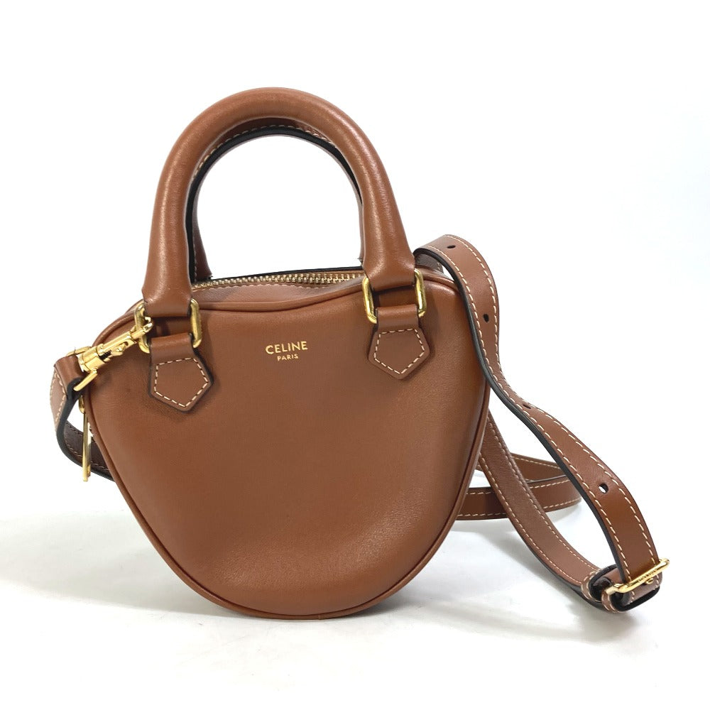 CELINE Shoulder Bag leather Brown Heart medium logo Women