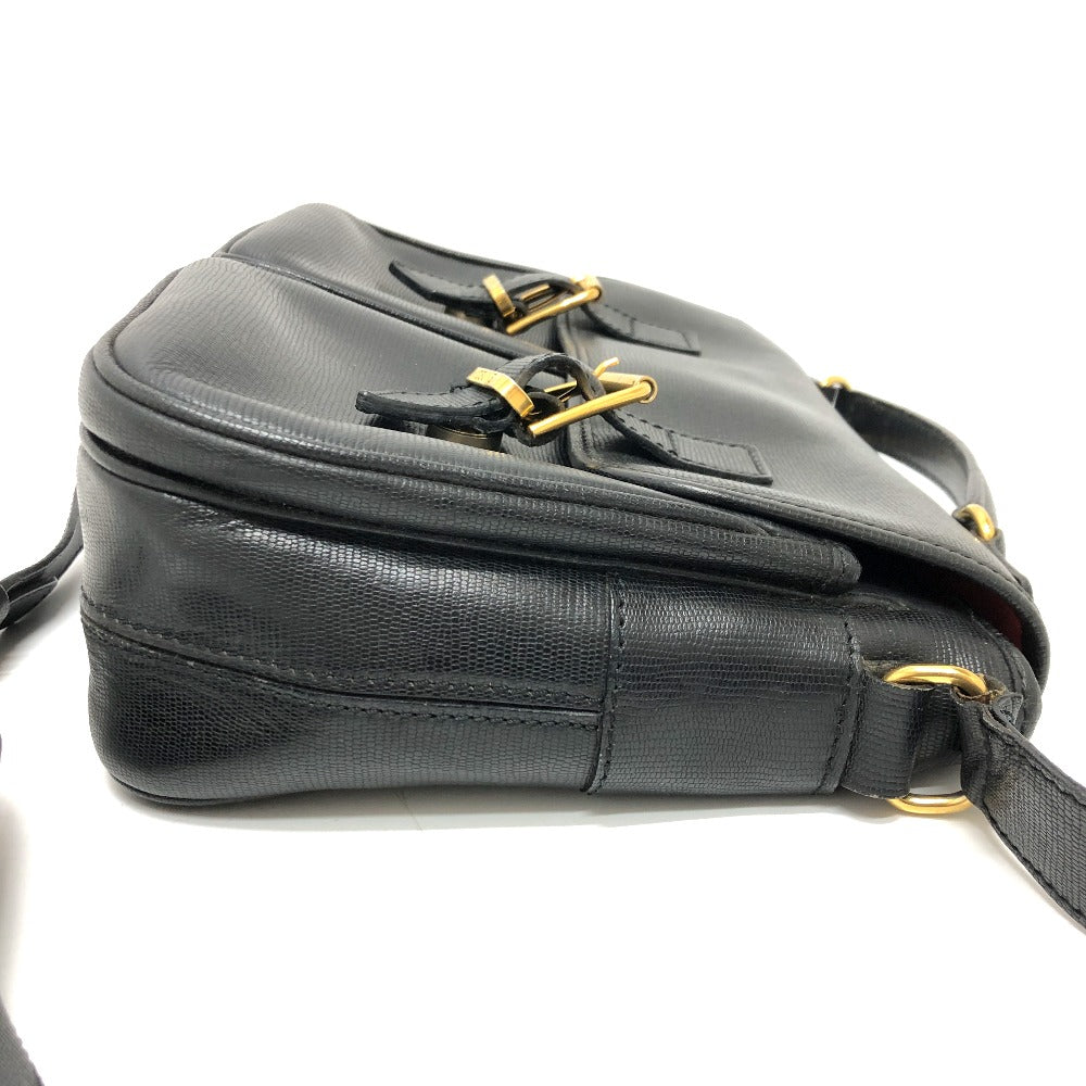 CELINE Shoulder Bag leather black Circle charm Women