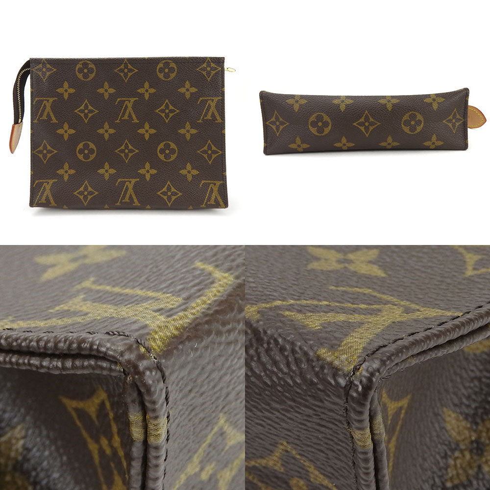 LOUIS VUITTON Pouch Monogram canvas, leather Brown posh toilette 19 Women
