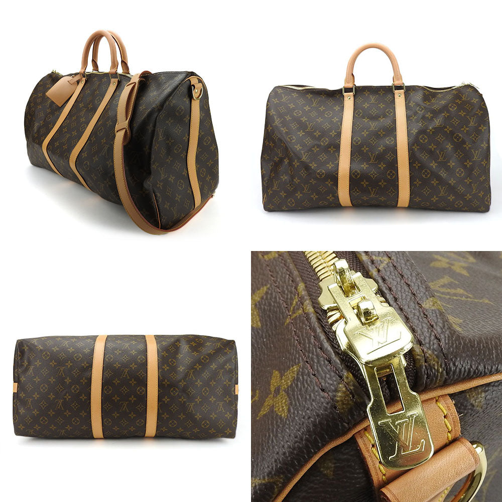 LOUIS VUITTON Boston Duffel bag Monogram Brown Keepall 55 bandouliere