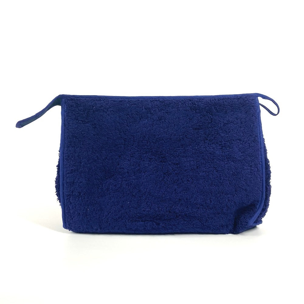 HERMES Pouch pile Navy Horse print pile beach pouch logo clutch bag Women