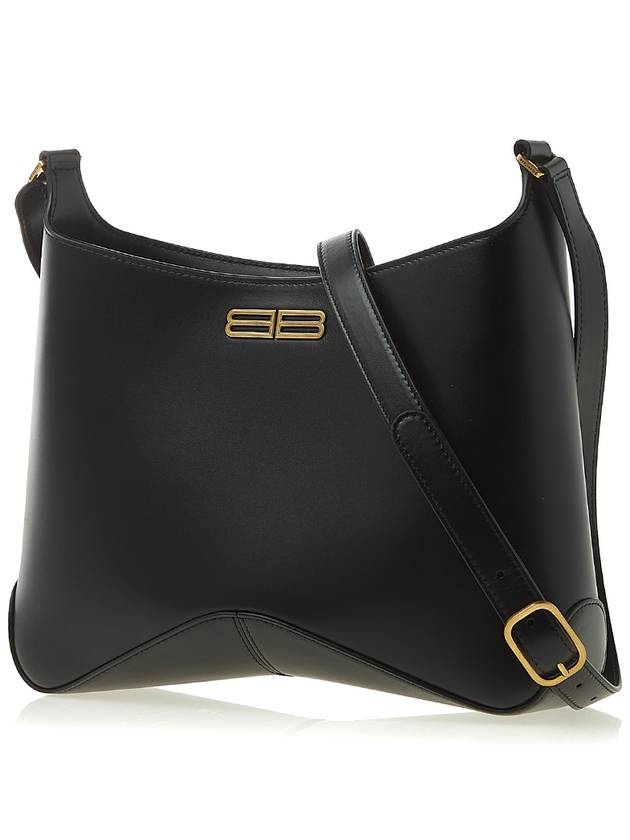 Luxury Balenciaga Trending 2026 Double B Logo Medium Hobo Shoulder Bag Black