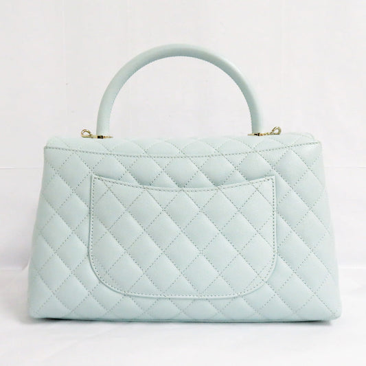 CHANEL CHANEL Coco Handle 29 Top Handle Flap Bag A92991 Caviar S Light Blue G Water Color Handbag Shoulder Bag Wade