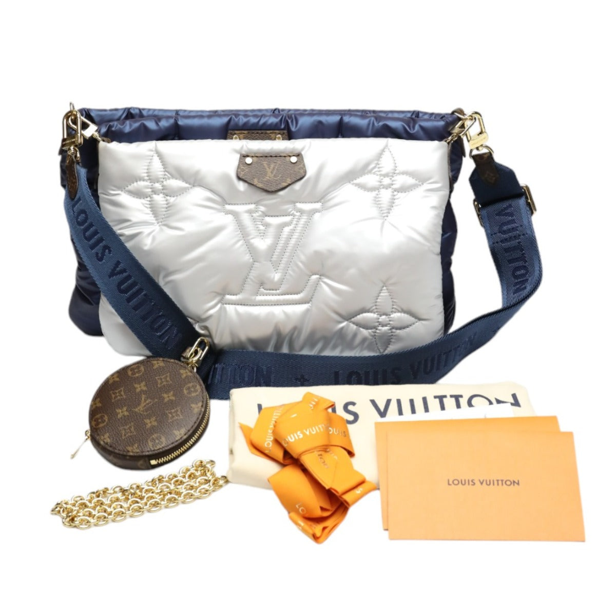 LOUIS VUITTON Shoulder Bag Monogram canvas Recycled nylon Navy/Silver Monogram Maximulti Pochette Accessory