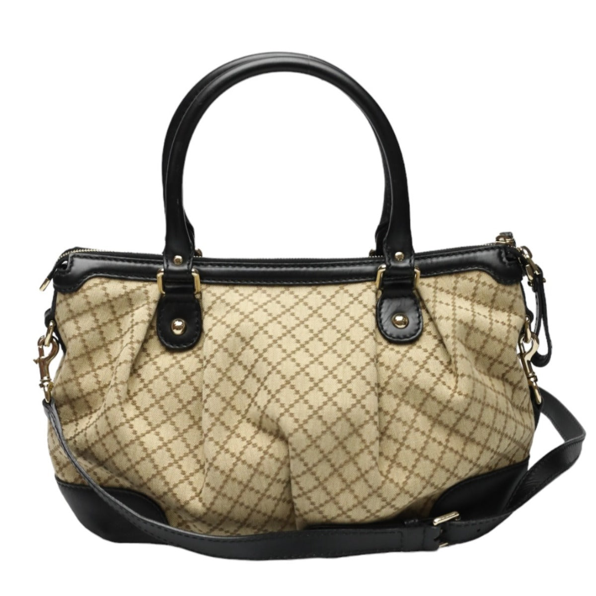 GUCCI Shoulder Bag 247902 canvas Black x beige 2WAYShoulder Bag Diamante Women