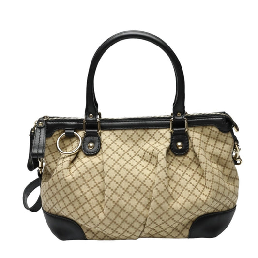 GUCCI Shoulder Bag 247902 canvas Black x beige 2WAYShoulder Bag Diamante Women