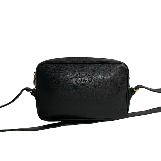GUCCI Shoulder Bag leather black Sherry line