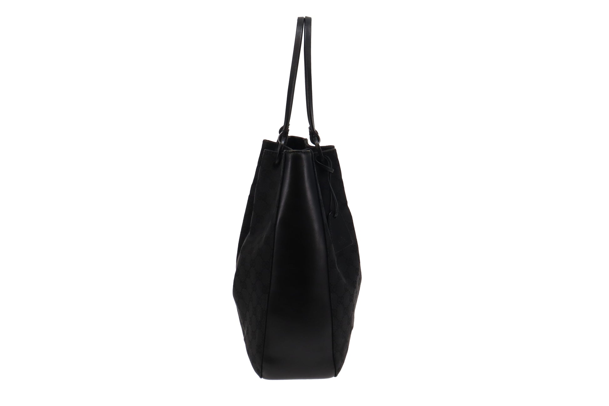 Gucci Black Leather Canvas Tote Style 12