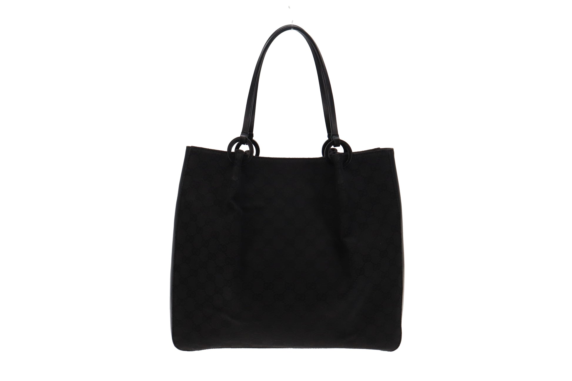 Gucci Black Leather Canvas Tote Style 12