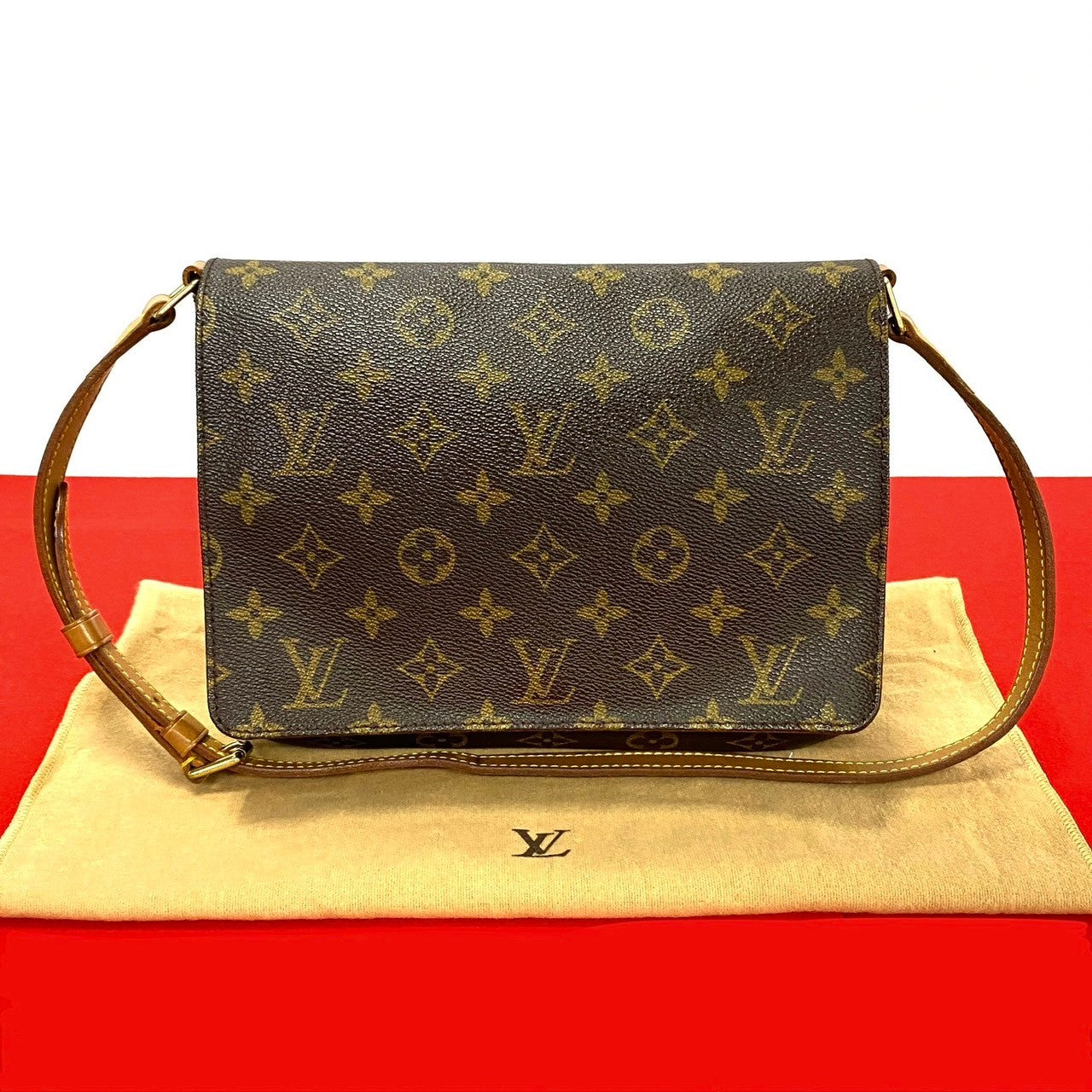 LOUIS VUITTON Shoulder Bag Leather, PVC Brown Mtte tango short Women