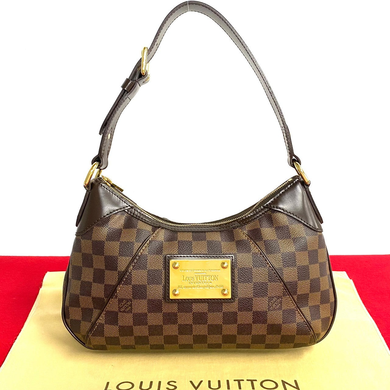 LOUIS VUITTON Shoulder Bag Leather, PVC Brown Damier Thames PM Women