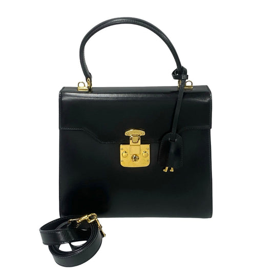 GUCCI Shoulder Bag leather black Ready lock