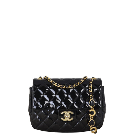 Chanel Coco de Toi Heart Chain Square Flap Bag Patent