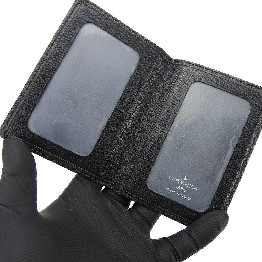 LOUIS VUITTON Card Case Taiga black mens