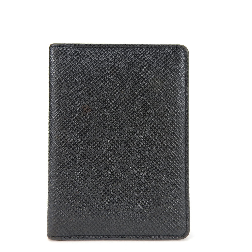 LOUIS VUITTON Card Case Taiga black mens
