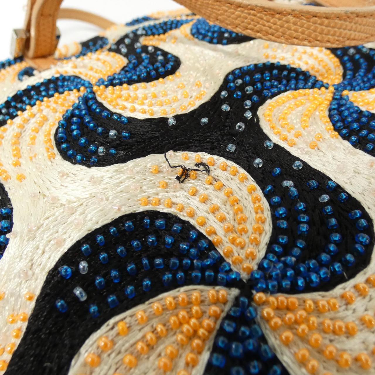 Fendi Canvas Beads Leather Bag