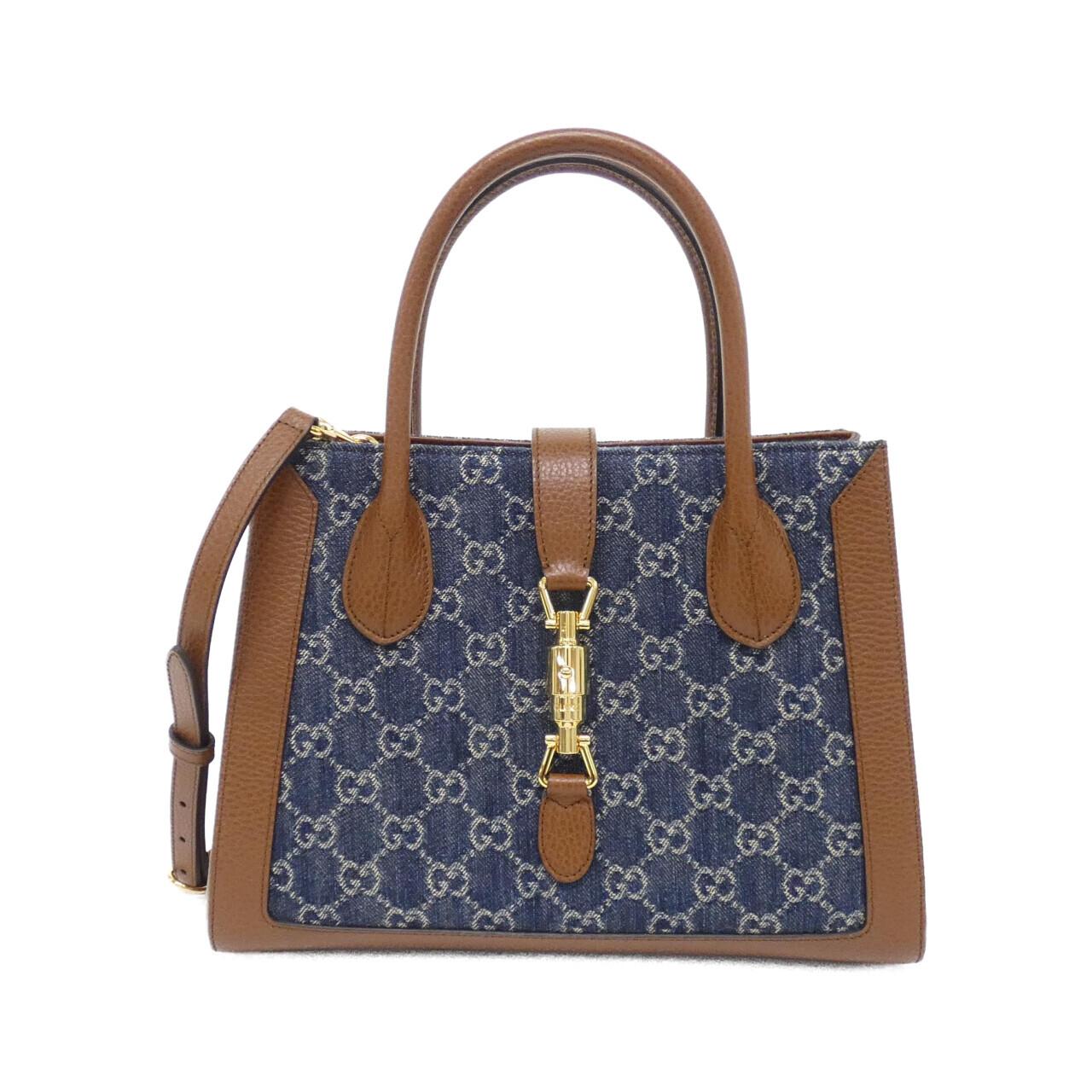Gucci JACKIE 1961 GG Jacquard Denim Leather Shoulder Bag