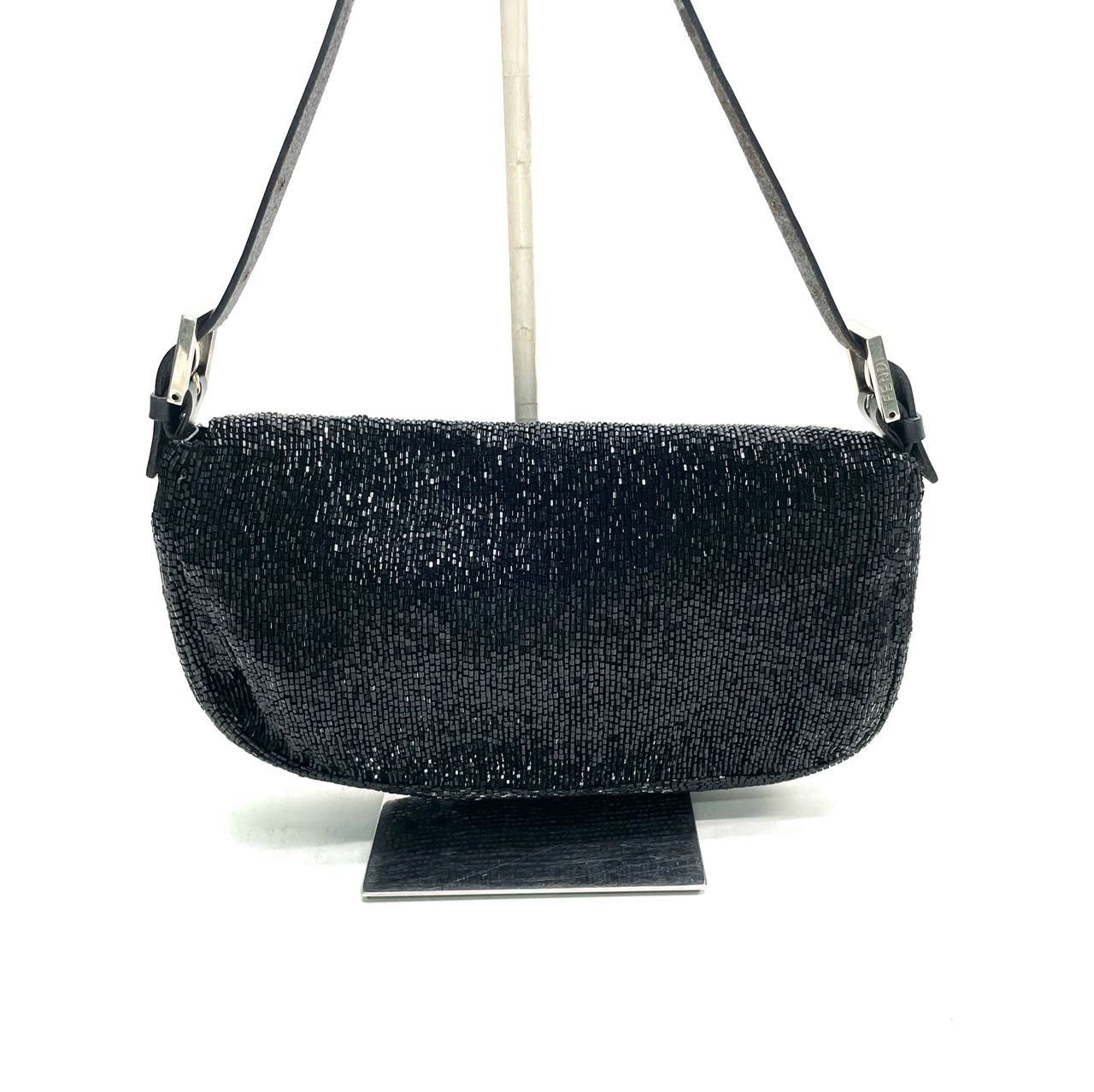 Fendi Baguette Black Glitter Beads Shoulder Bag