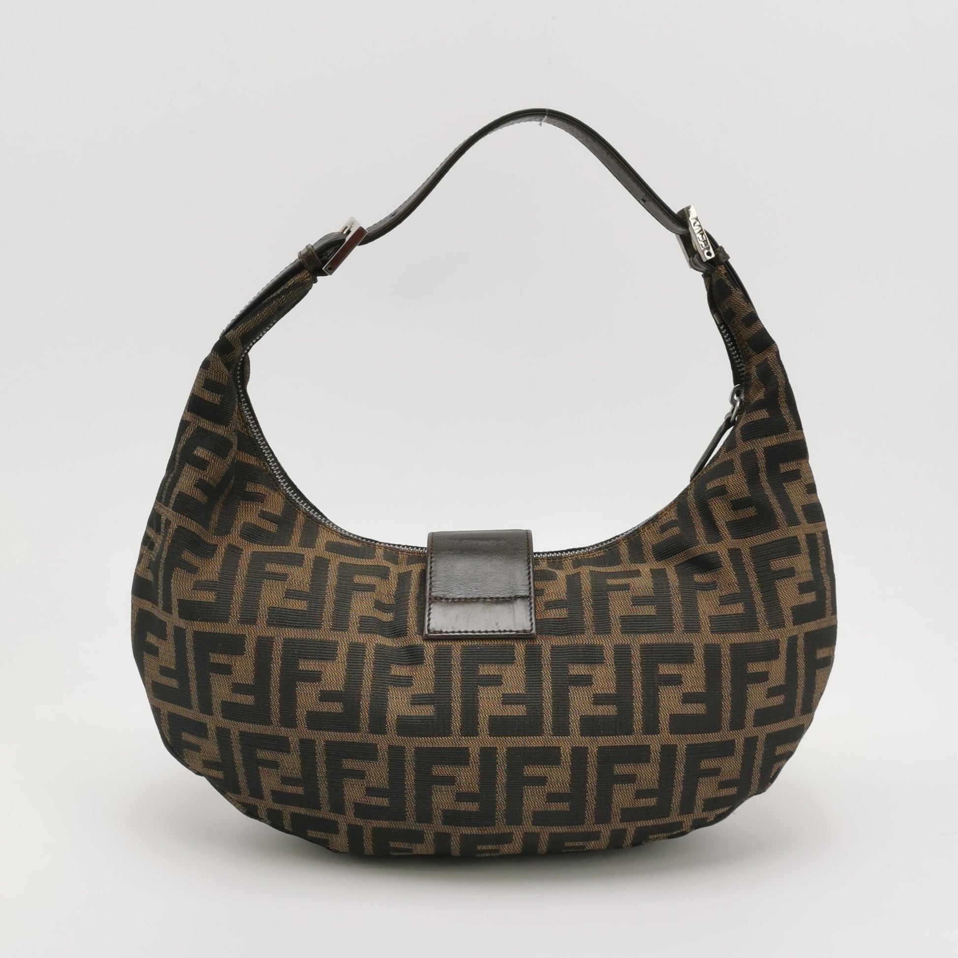 Fendi Croissant Shoulder Bag Medium Zucca Monogram Canvas