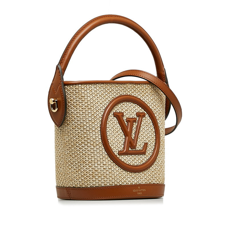 Louis Vuitton Bucket Handbag 2WAY M59962 Natural Brown Leather Raffia Louis Vuitton