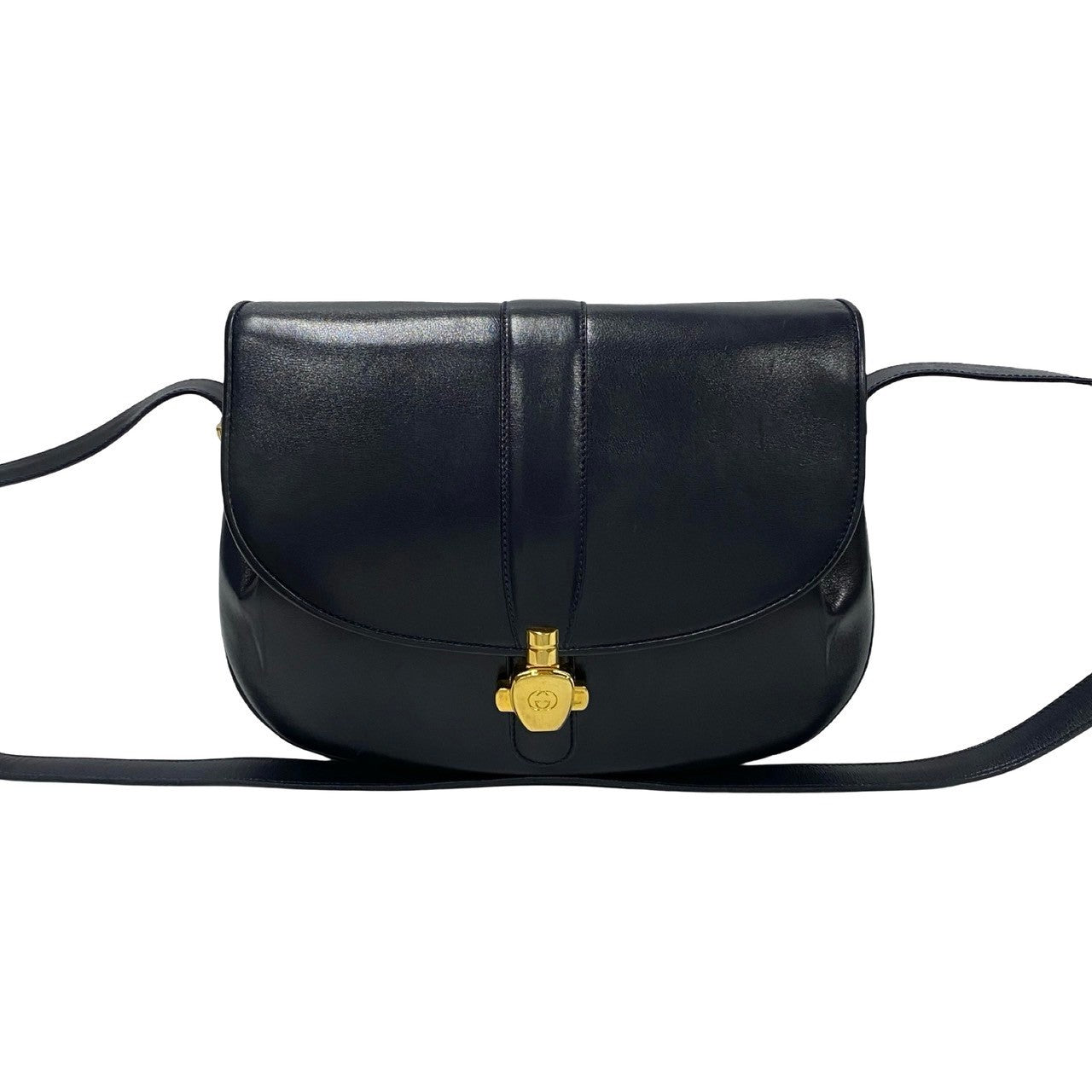 GUCCI Shoulder Bag Calfskin, Leather Navy GG logo Metal Women