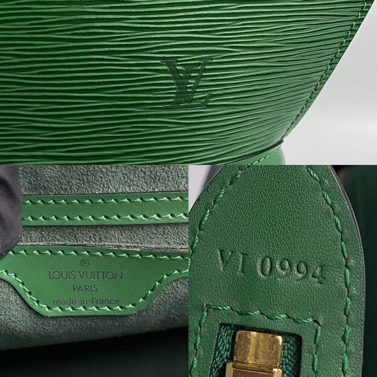 LOUIS VUITTON Handbag leather green Epi Sun jack Women
