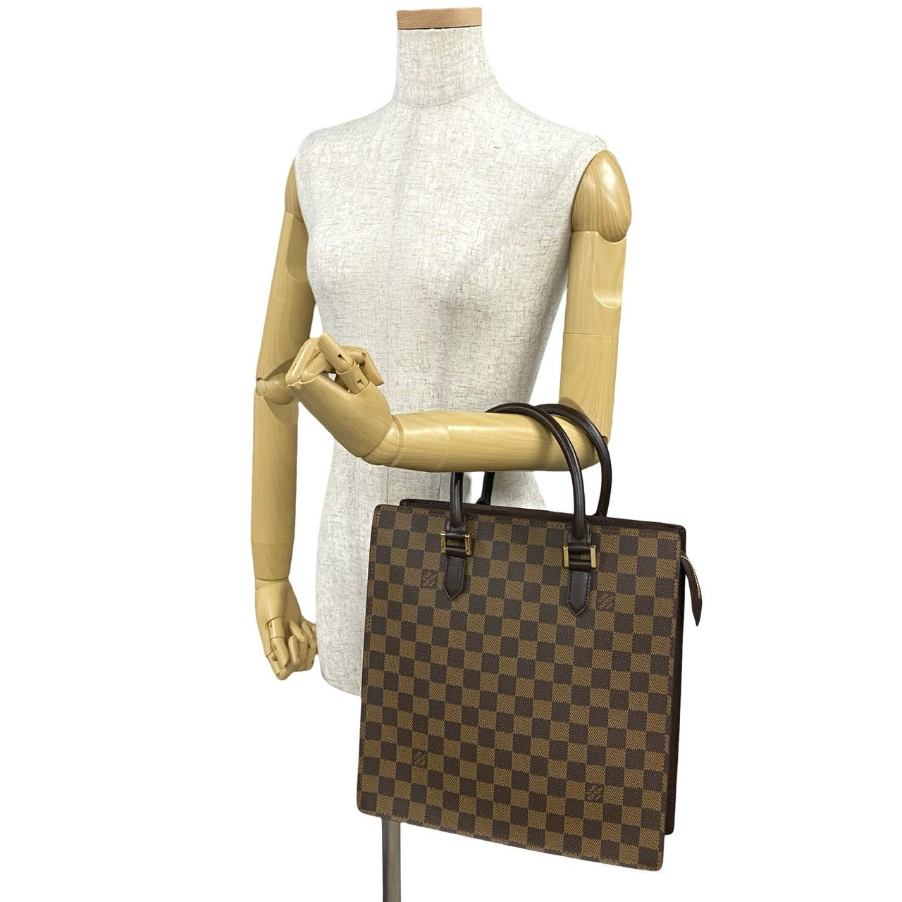 LOUIS VUITTON Handbag Leather, PVC Brown Damier Venice PM Women