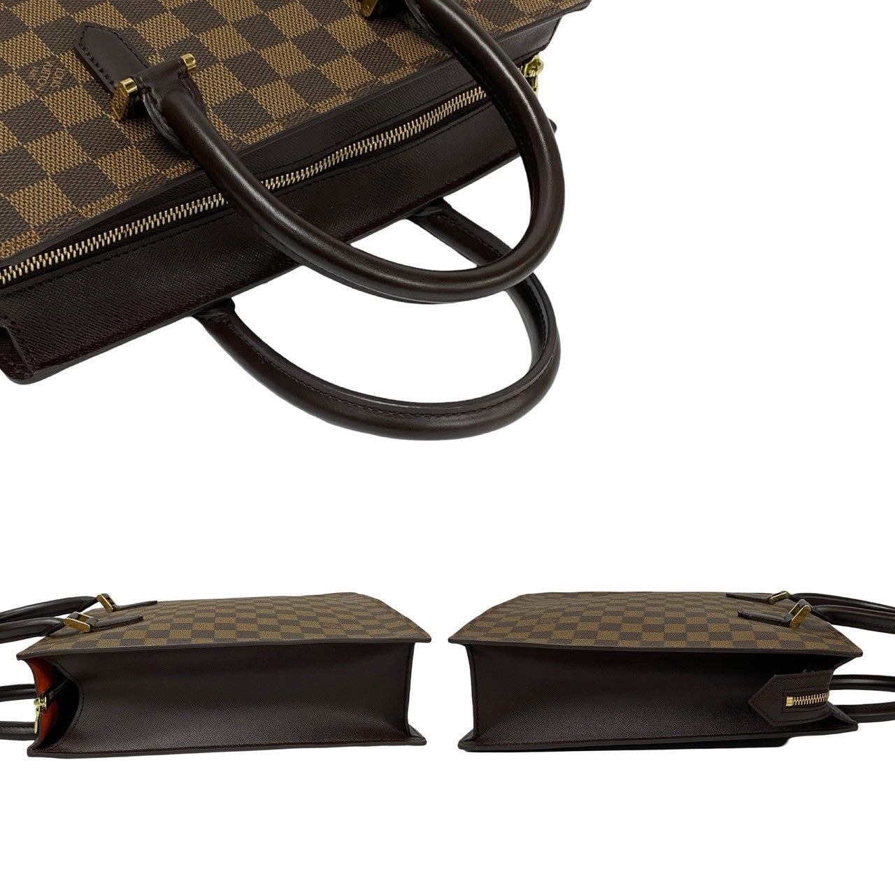 LOUIS VUITTON Handbag Leather, PVC Brown Damier Venice PM Women