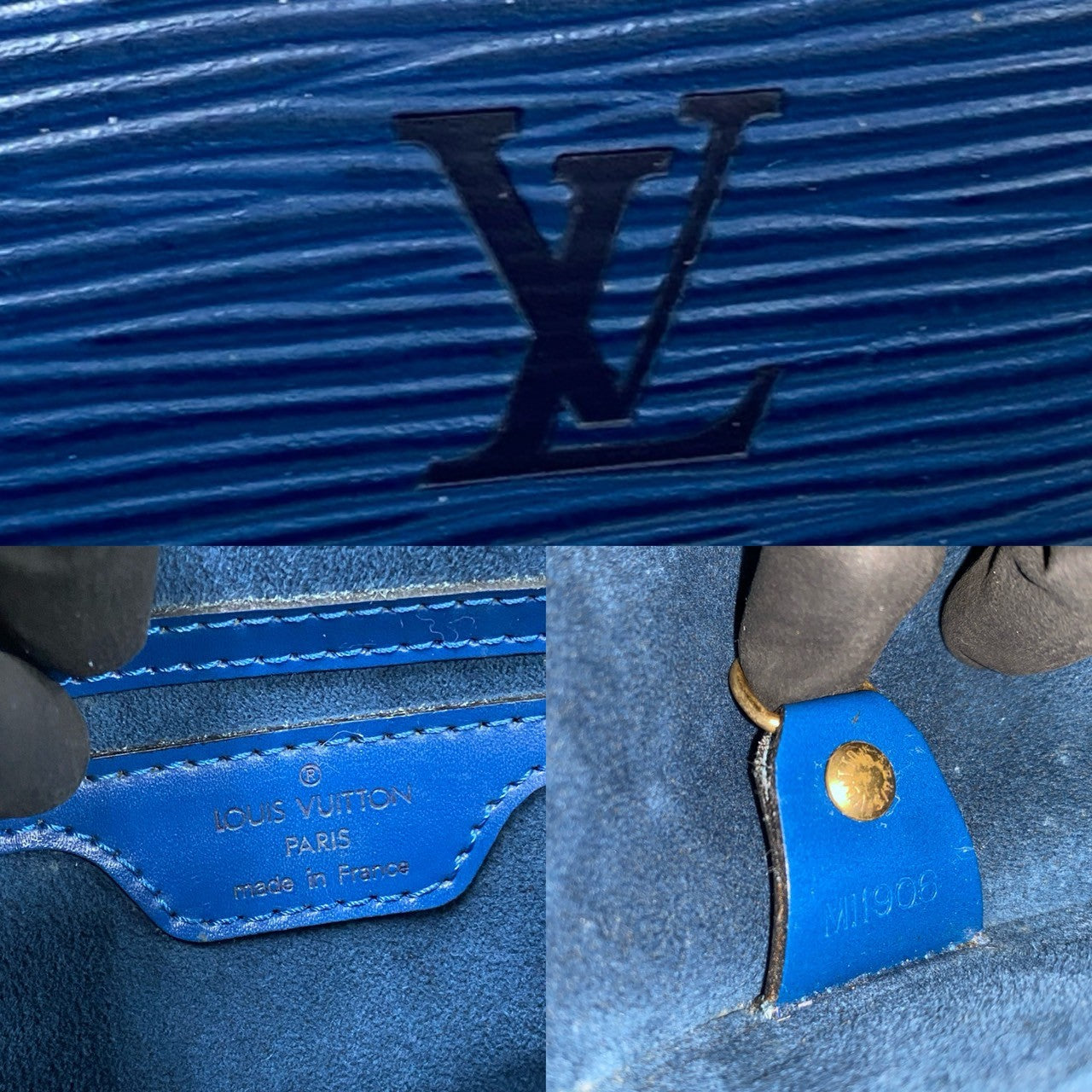 LOUIS VUITTON Handbag Epi Leather blue Epi Suflo Women