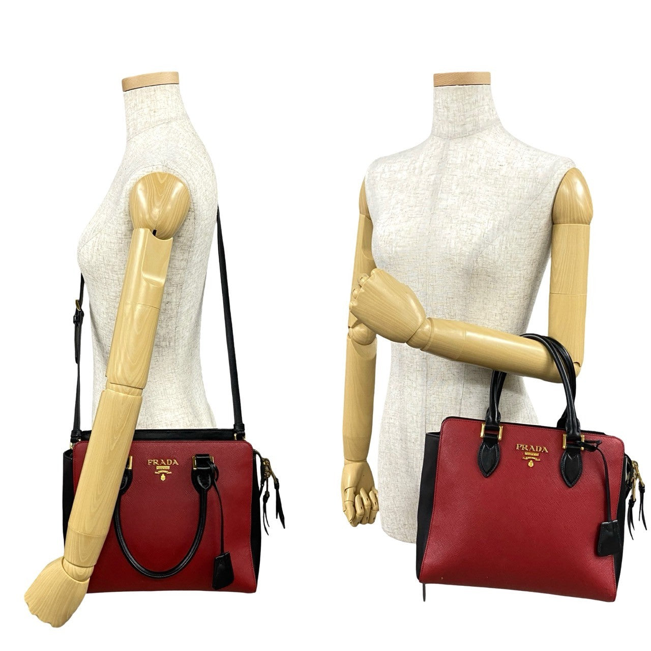 PRADA Shoulder Bag leather Red