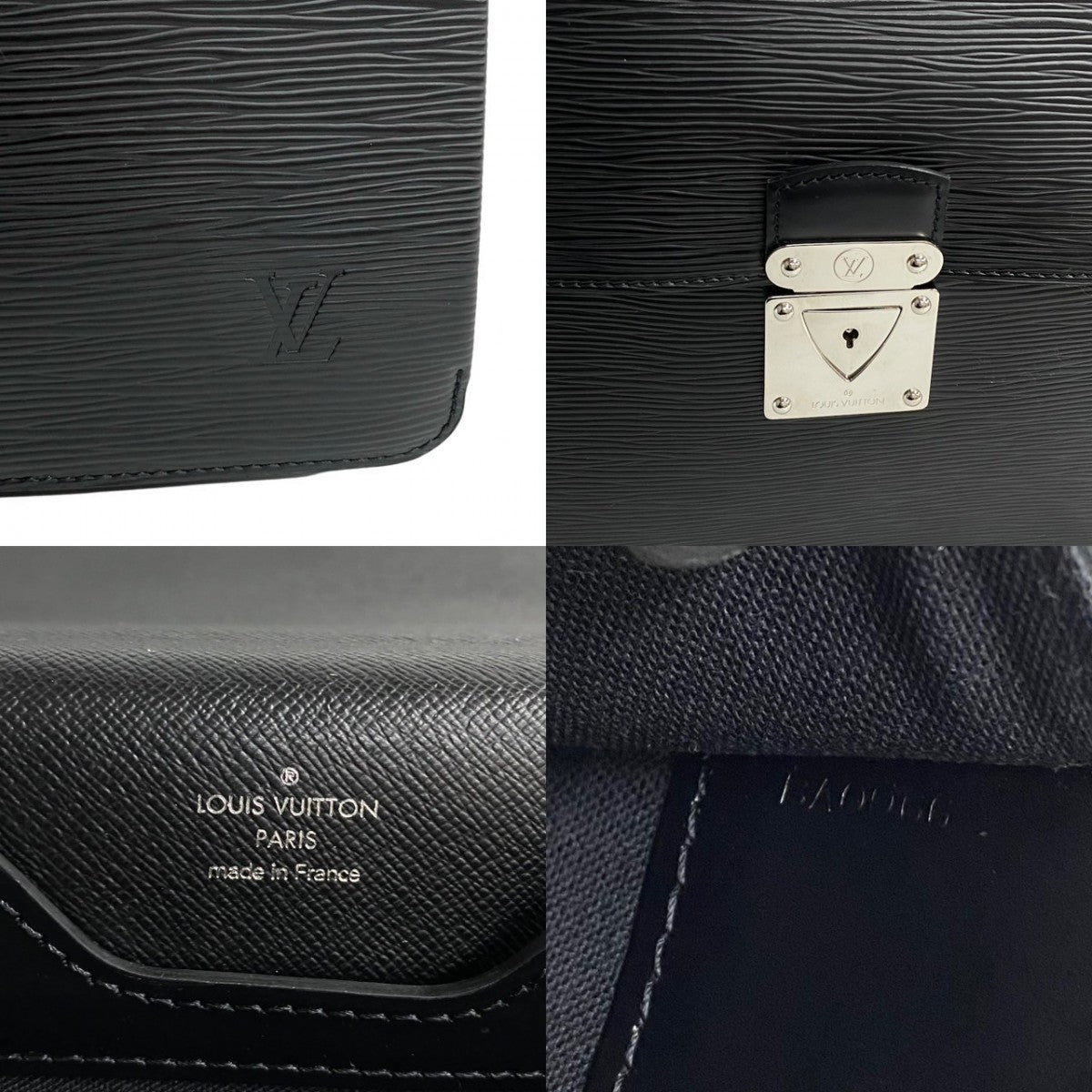 LOUIS VUITTON Business bag leather black Epi Laguito mens