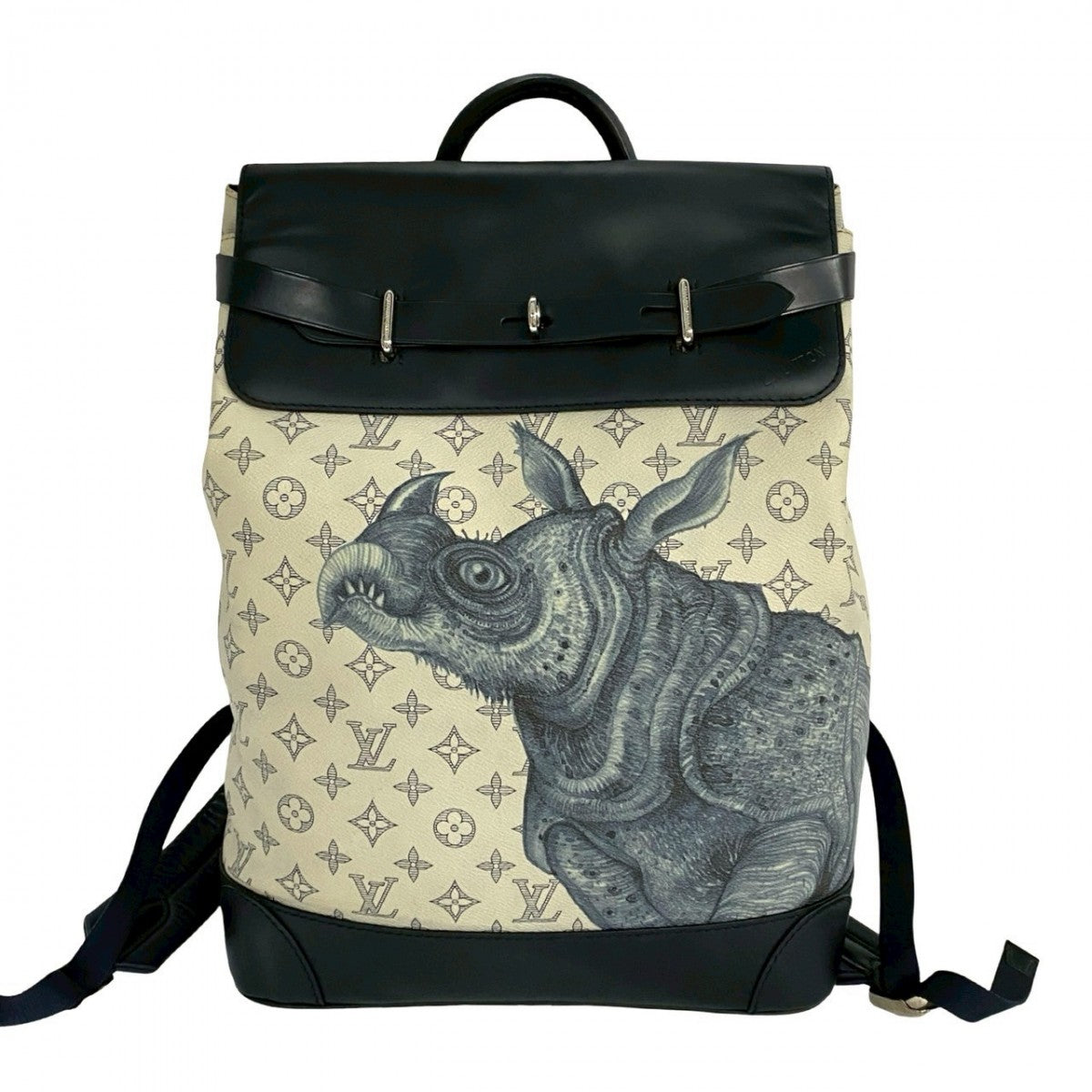 LOUIS VUITTON Backpack Leather, PVC Navy Spring/Summer Men's Fashion Show Monogram savanna Steamer mens