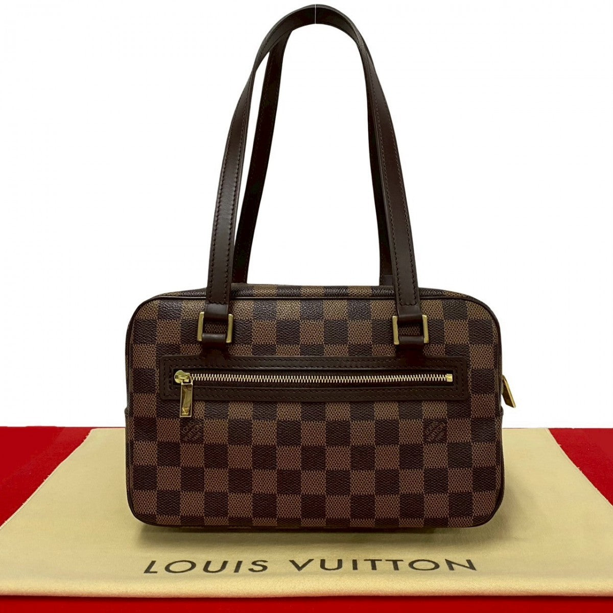 LOUIS VUITTON Shoulder Bag Leather, PVC Brown Damier SHITE MM Women