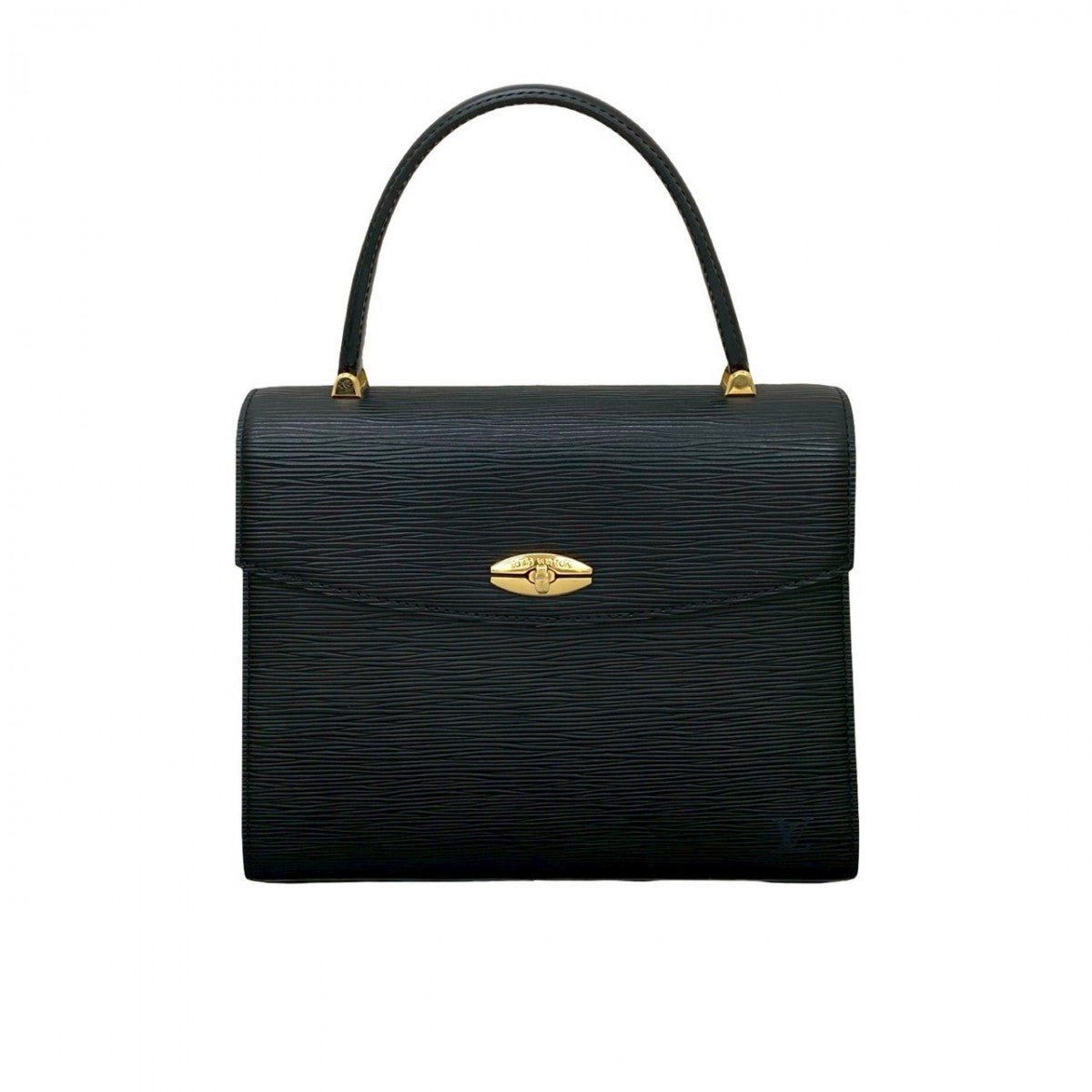 LOUIS VUITTON Handbag leather black Epi Malesherbes Women